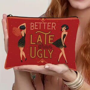 “Better Late Than Ugly” Cosmetic Bag (Red & Black) BRAND-NEW & CUTE!